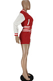 Jacket Baseball Uniform Sport Spliced Casual Two-Piece MN8395