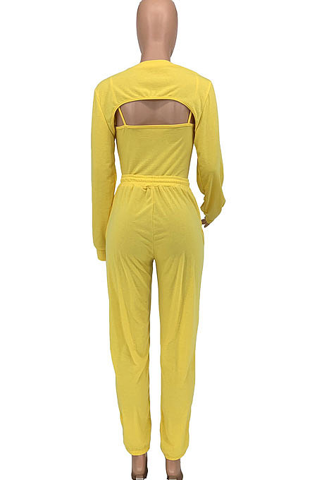 Women Trendy Pure Color Casual Sport Three Pieces GLS10078