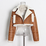 Casual Simplee Trendy Short Long Sleeve Zipper Irregular Keeo Warm Outerwear CJA865980