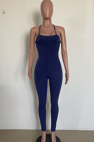 Fashion Euramerican Sexy Condole Belt Backless Bandage Bodycon Jumpsuits HM5527
