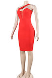 Sexy One Shoulder Perspectivity Mesh Spaghetti Sleeveless Irregular Mini Dress KA7227