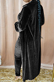 Wholesale Women's Velvet Strapless Slim Fitting Jumpsuits+Cardigan Long Coat Fashion Suit HG155
