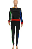 Women Fashion Casual Sport Contrast Color Spliced Pants Sets GLS10038