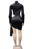Sexy Euramerican Perspectivity Bodycon Long Sleeve Hip Mini Dress KA7220