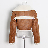 Casual Simplee Trendy Short Long Sleeve Zipper Irregular Keeo Warm Outerwear CJA865980