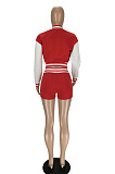 Jacket Baseball Uniform Letter Printed Sport Spliced Casual Two-Piece MN8393