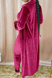 Wholesale Women's Velvet Strapless Slim Fitting Jumpsuits+Cardigan Long Coat Fashion Suit HG155