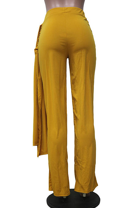 Fashion Casual Pure Color Mid Waist Wide Leg Pants SY8843