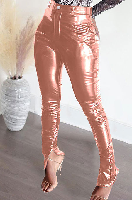 Autumn Winter Split Glitter Mid Waist Bodycon Pants LD9006
