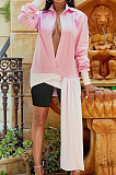 Night Club Stipe fSpliced Long Sleeve Lapel Neck Loose Shirts SM9226