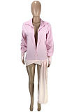 Night Club Stipe fSpliced Long Sleeve Lapel Neck Loose Shirts SM9226