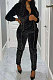 Euramnerican Fashion Casual Cardigan Zipper Velvet Pants Sets ED8559