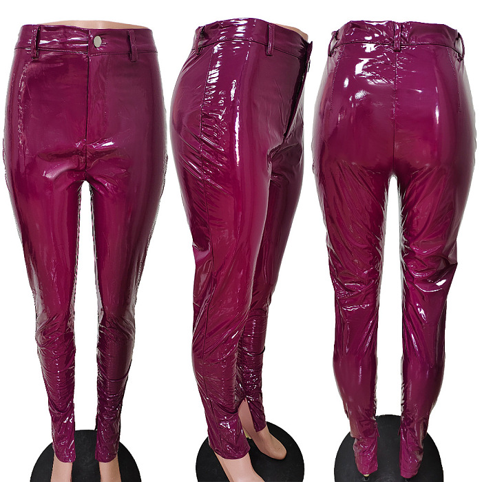 Autumn Winter Split Glitter Mid Waist Bodycon Pants LD9006