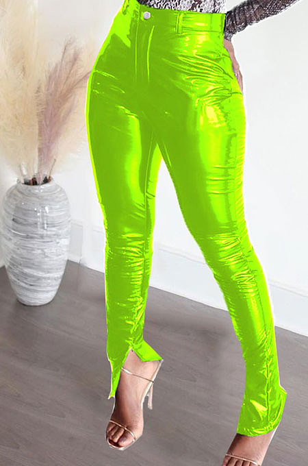 Autumn Winter Split Glitter Mid Waist Bodycon Pants LD9006