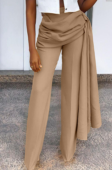 Fashion Casual Pure Color Mid Waist Wide Leg Pants SY8843