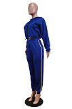 Fashion Casual Long Sleeve Dew Waist Zipper Cardigan Tops Jogger Pants Solid Color Suit WY6866
