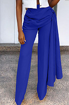 Fashion Casual Pure Color Mid Waist Wide Leg Pants SY8843
