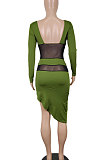 Euramerican Women Sexy Mesh Spaghetti Perspectivity Backless Irregular Lower Hem Spliced Mini Dress SH7293