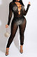 Fashion Sexy Mesh Spaghetti Perspectivity Hot Drilling Hollow Out Bodycon Jumpsuits SN390243