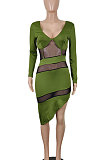 Euramerican Women Sexy Mesh Spaghetti Perspectivity Backless Irregular Lower Hem Spliced Mini Dress SH7293