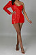 Women Sequins party One Shoulder Strapless Romper Shorts QQM4358