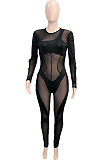 Women Sexy Perspectivity Mesh Spaghetti Spliced Bodycon Jumpsuits SN390244