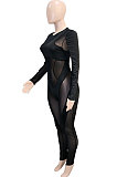 Women Sexy Perspectivity Mesh Spaghetti Spliced Bodycon Jumpsuits SN390244
