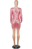 Sexy Hollow Out Round Collar Fashion Hip Club Mini Dress WMZ0028
