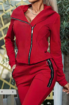 Casual Cotton Blend Long Sleeve Zipper Cardigan Coat Jogger Pants Plain Suit HHM6535