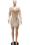 Trendy Sexy Sequins Hip Mid Waist Pullover Mini Dress CCY9398