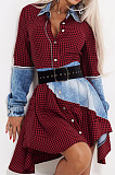 Wholesale Women Matching Color Design Printed Long Sleeve Single-Breasted Casual Shirts Dress HHM6087