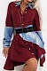 Wholesale Women Matching Color Design Printed Long Sleeve Single-Breasted Casual Shirts Dress HHM6087