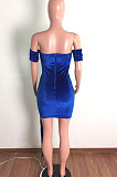 Sexy Elegant High Elastic Velvet Mesh Spliced Strapless Slim Fitting Hip Dress LA3297 