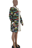 Wholesale Women Matching Color Design Printed Long Sleeve Single-Breasted Casual Shirts Dress HHM6087