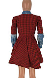Wholesale Women Matching Color Design Printed Long Sleeve Single-Breasted Casual Shirts Dress HHM6087