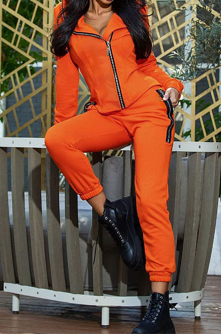 Casual Cotton Blend Long Sleeve Zipper Cardigan Coat Jogger Pants Plain Suit HHM6535