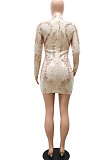 Trendy Sexy Sequins Hip Mid Waist Pullover Mini Dress CCY9398