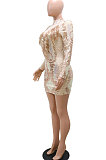 Trendy Sexy Sequins Hip Mid Waist Pullover Mini Dress CCY9398