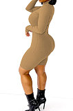 Long Sleeve Solid Color Ribber Bodycon Romper Shorts AD1303