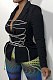 Women Skinny Euramerican Bnadage Pure Color Turn-Down Collar Casual Outerwear SN390249