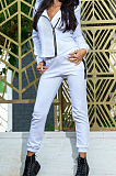 Casual Cotton Blend Long Sleeve Zipper Cardigan Coat Jogger Pants Plain Suit HHM6535