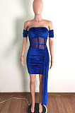 Sexy Elegant High Elastic Velvet Mesh Spliced Strapless Slim Fitting Hip Dress LA3297 