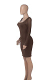 Autumn Winter Fashion Sexy Mesh Spaghetti Spliced Long Sleeve Hip Mini Dress WMZ2692