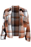Euramerican Woolen Plaid Turn-Down Collar Single-Breasted Outerwear GL6532