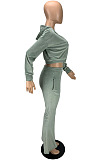 Wholesale Women Velvet Cloth Pure Color Strapless+Cardigan Zipper Coat Jogger Pants Casual Suit LYY9320