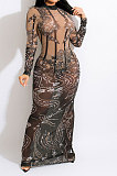 Trendy Sexy Perspectivity Hip Mesh Spaghetti Long Dress CCY9440