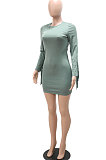 Fashion Casual Solid Color Hip Tassel Bodycon Mini Dress CCY9414