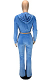 Wholesale Women Velvet Cloth Pure Color Strapless+Cardigan Zipper Coat Jogger Pants Casual Suit LYY9320
