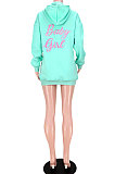 Embroidered Pocket Hoodie Loose Mini Dress GL6530