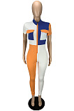 Hot Fashion Matching Color Spliced Long Sleeve Zipper Bodycon Jumpsuits LYY9321